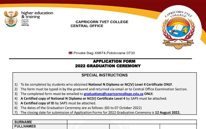 APPLICATION FORM GRADUATION